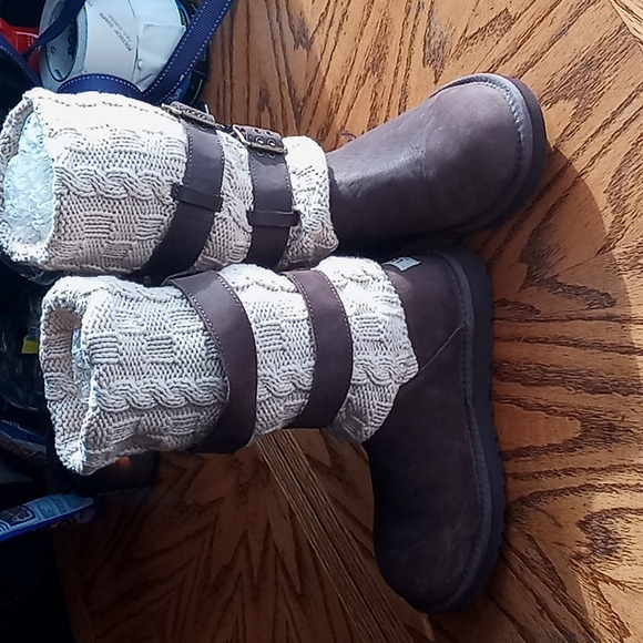 Ugg sweater knit roll down buckle high boots leather LIKE NEW UGG AUSTRALIA - Picture 4 of 7